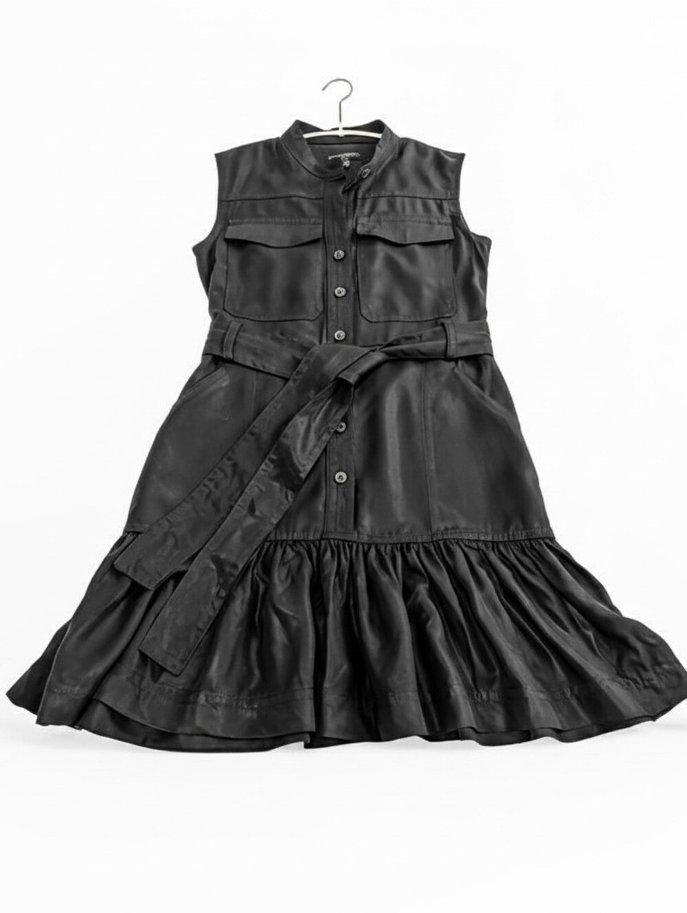 XXS Black Belted Button-up Banana Republic Dress With Pockets - Picture 2 of 7
